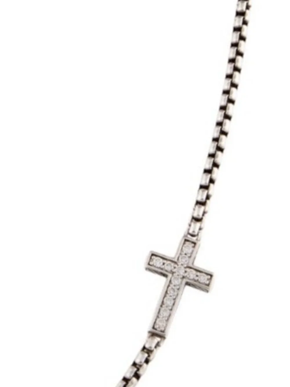 DAVID YURMAN STERLING SILVER 925  DIAMOND 0.48CTW CROSS STATION NECKLACE